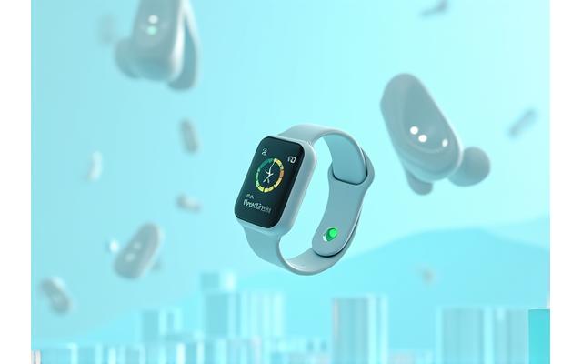 스마트워치, 피트니스 밴드, 스마트 이어버드가 연결된 Wearable Ecosystem Diagram - 초순퍼치